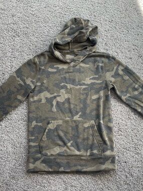 Express Camo Hooded Pullover - Olive and Gray